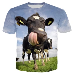 Summer Popular Cute And Fun Animal Cow Print Men's Casual Fashion T-shirt With Round Neck Plus Size Comfortable Short Sleeves