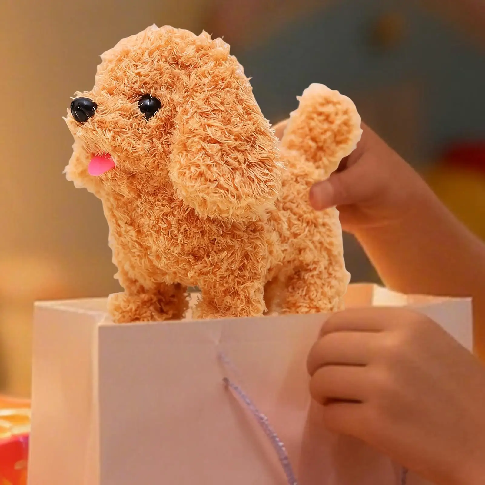 新しいかわいいぬいぐるみロボット子犬インタラクティブウォーキング模擬子犬吠える尻尾を振る子犬ぬいぐるみおもちゃチルレン（バッテリーなし）