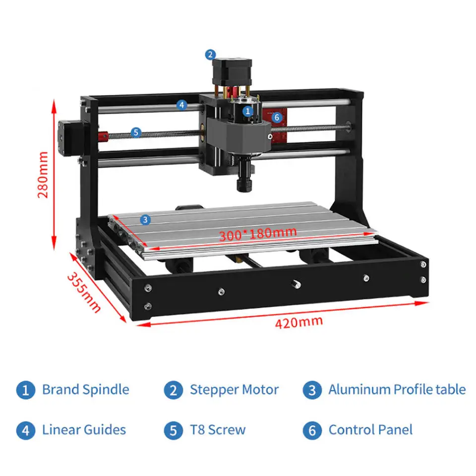 ActionLasers Newest High-performance 3018 CNC Mini Engraving Machine 3040 Wood Router 3D Carving Pro 3018 CNC Wood Router Retail view 2