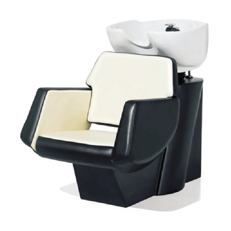 

white shampoo chair with bowl hair washing chair for salon