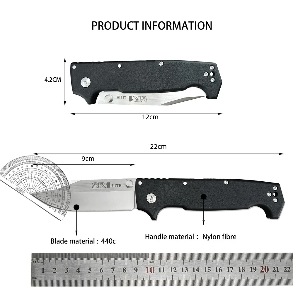 High Quality COLD SR1 Folding Knife 8Cr14Mov Blade Nylon Fiber Handle Outdoor EDC Pocket Knife Camping Hiking Hunting Tool