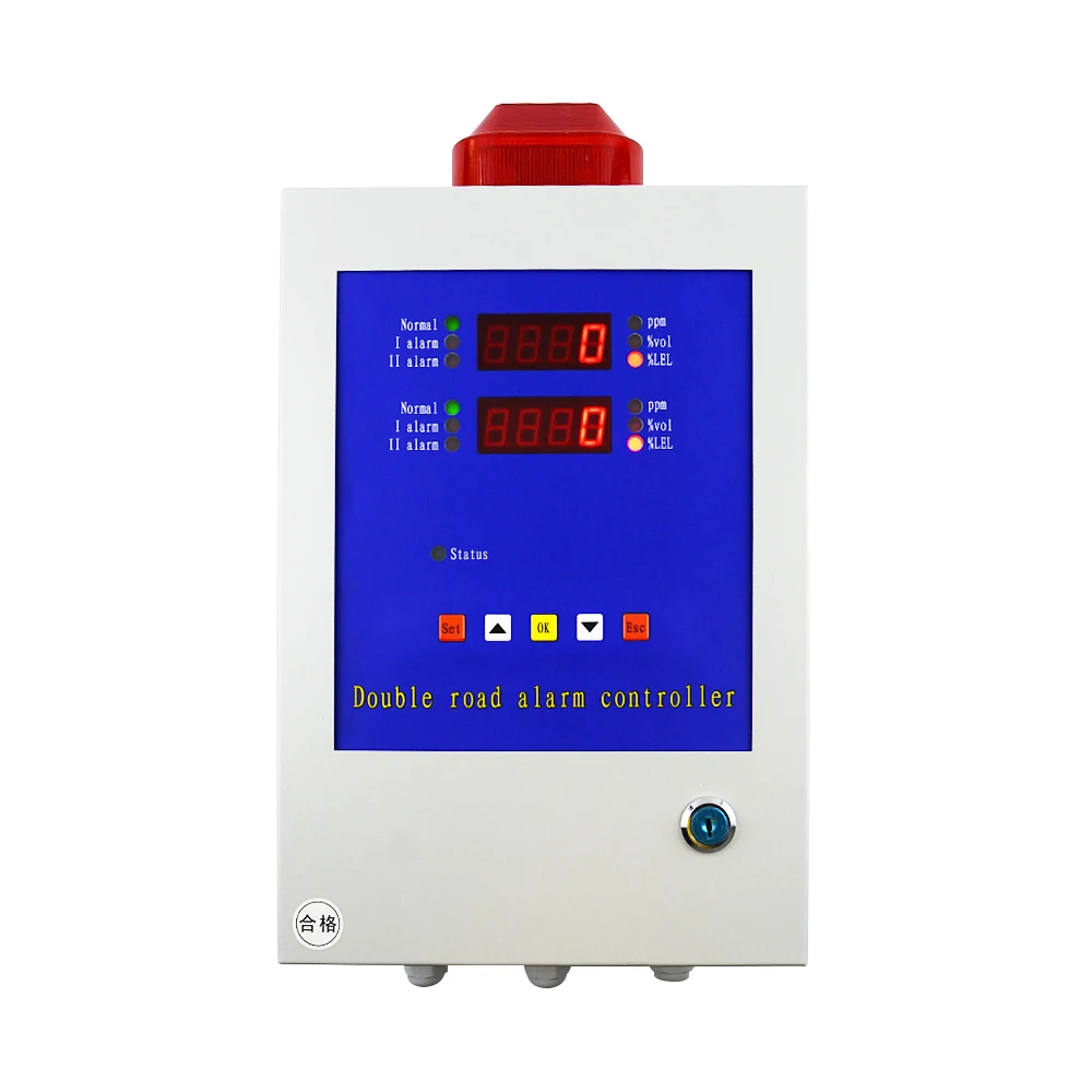 Huafan LED LCD Wall-mounted LPG CH4 CO O2 H2S Carbon Gas Leak Detector Control Panel System