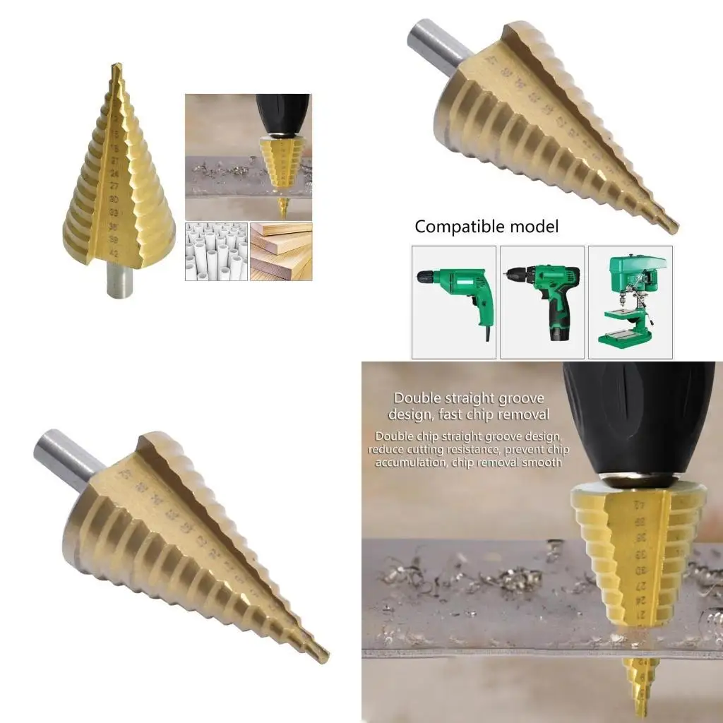

964E HSS Step Drill Bit 4-42mm Titaniums Coated Cone Drill Bit for Versatile Drilling