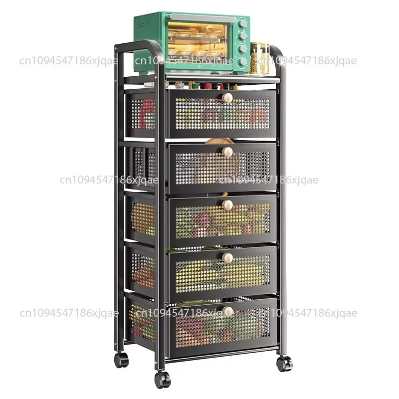 Floor-to-ceiling multi-layer fruit and vegetable kitchen storage rack Pull-out home storage fruit basket
