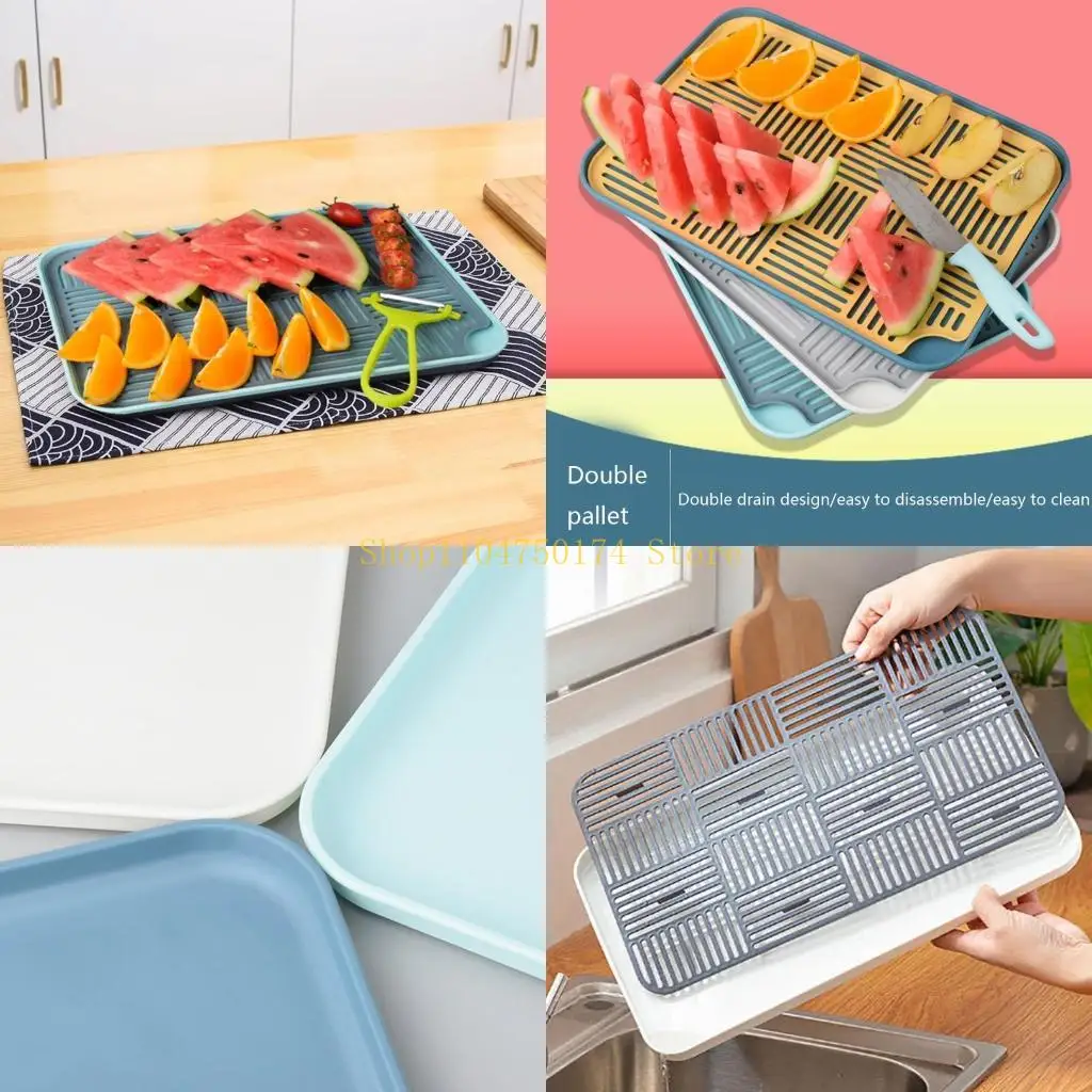 Double Layer Dish Drainer Plate Vegetable Fruit Tray Baby Bottle Storage Drying Rack Draining Mat for Dishes Cups top sale