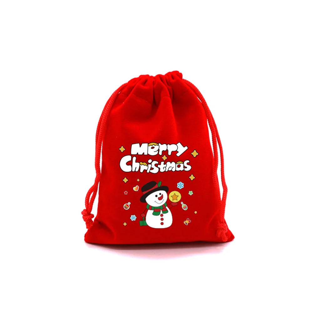 1Pcs Red Christmas Velvet Bags Drawstring Santa Gift Pouch Candy Snack Wrapping Bag Christmas Wedding Party Favors Decoration