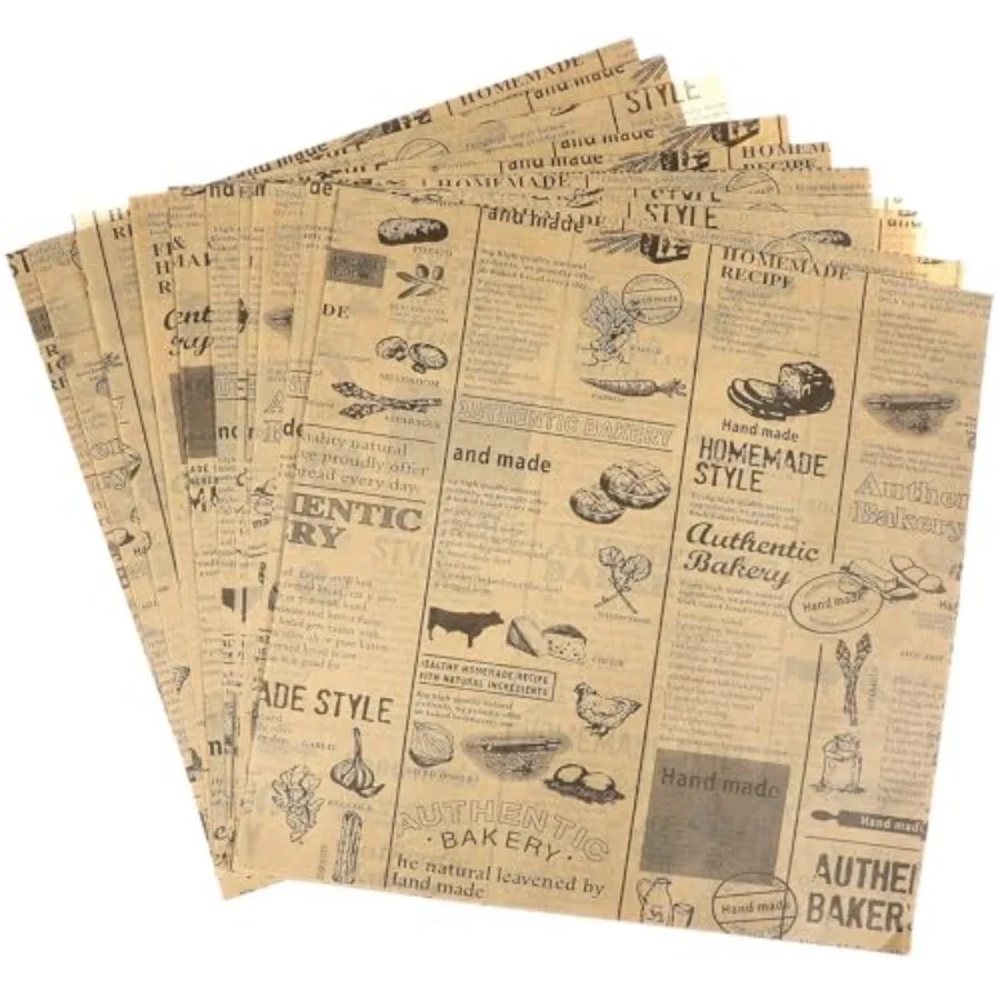 

50 Pcs Sandwich Wrapping Paper 10x10 Inch Wax Paper Sheets Grease Resistant Tray Basket Liners Hot Dog Wrappers Newsprint for H