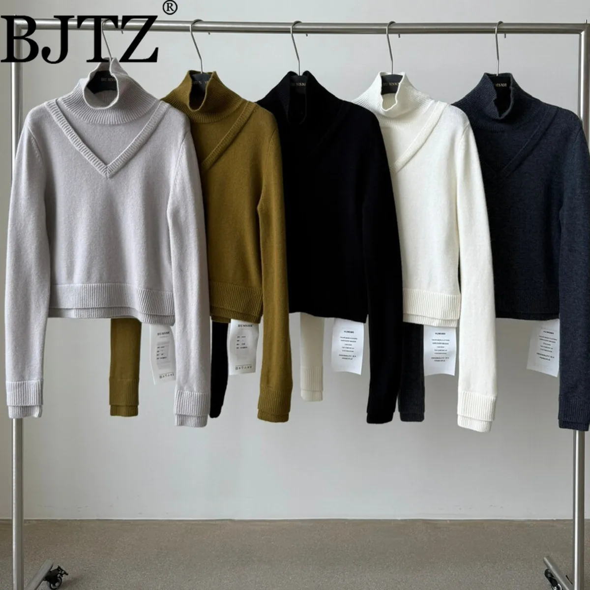 

BJTZ Women 100% Wool Turtleneck Sweater Warm Cozy Autumn 2025 Elegant Minimalist Premium Comfortable High Quality Casual Knit