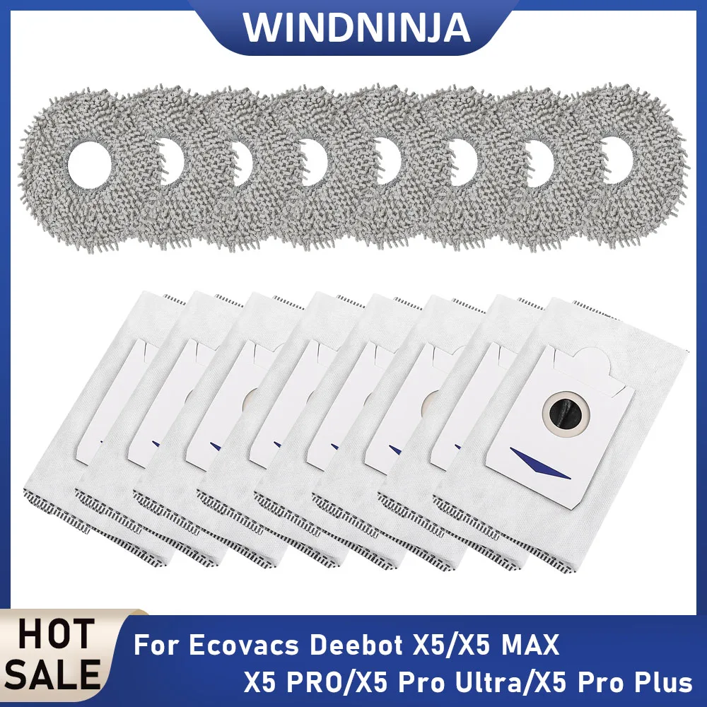 

Сменные салфетки для швабры и мешки для пыли для роботов-пылесосов Ecovacs Deebot X5/X5 MAX/X5 PRO/X5 Pro Ultra/X5 Pro Plus, запчасти для роботов-пылесосов