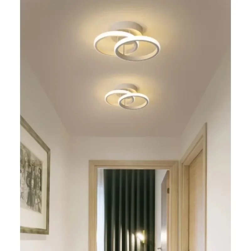 Modern Round LED Ceiling Lamps 110-220V Double Circle LED Ceiling Lights for Entrance Balcony for Bedroom Aisle Home Decro Lamp