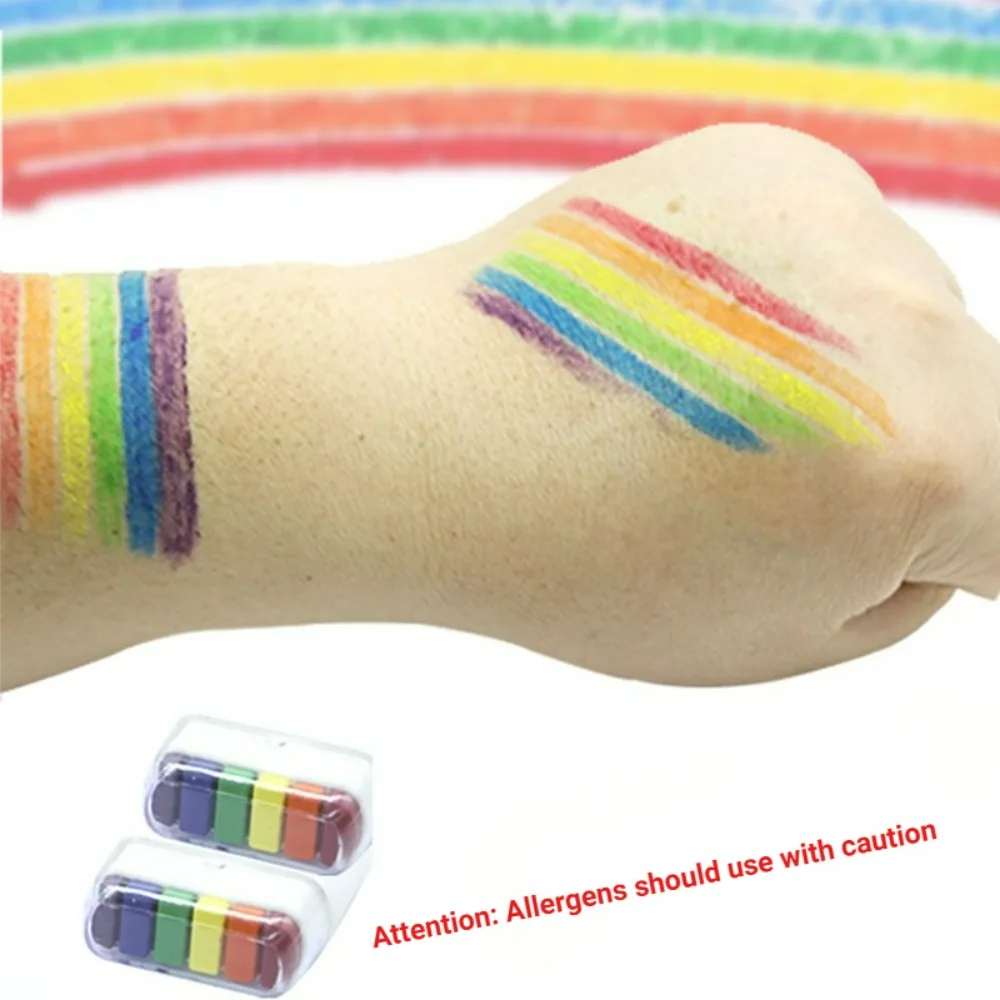 Rainbow Crayon Paint Rainbow Face Paint Birthday Celebration Party Colourful Theme Rainbow Body Face Marker Portable Pocket Size