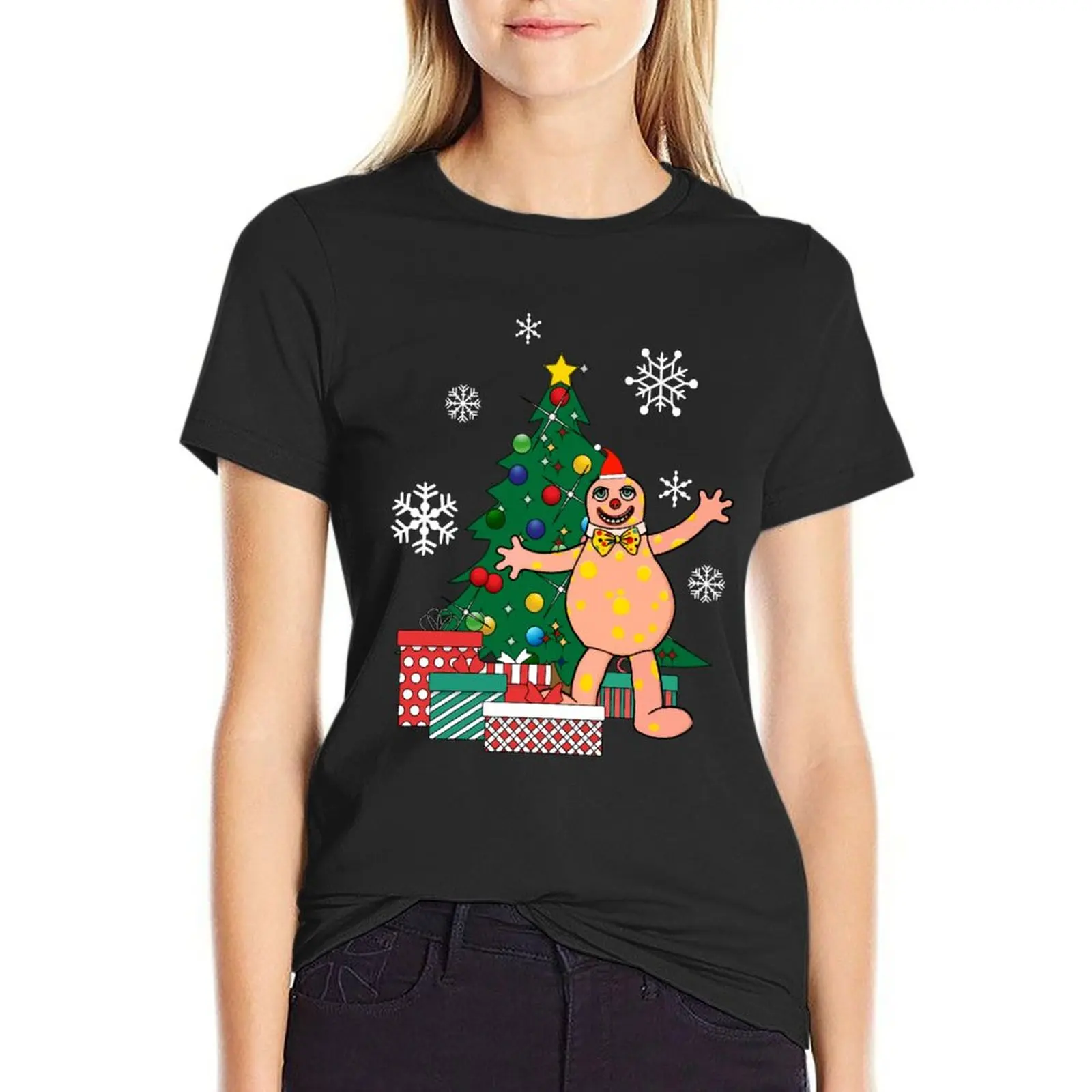 

Mr Blobby Around The Christmas Tree T-Shirt aesthetic clothes plus size tops cotton t shirts Women