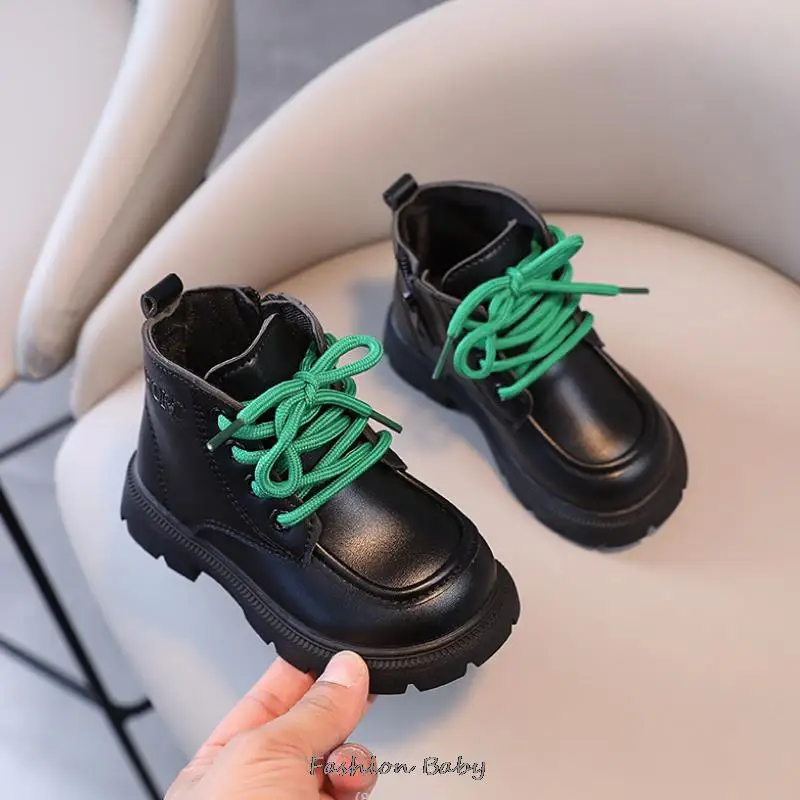 Zapatos para niños de estilo inglés, botas para niños y niñas, zapatos Vintage de moda de otoño e invierno, botines cortos para niños, б®тинки дет