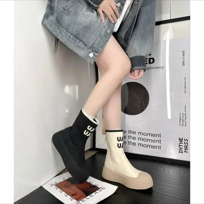 Winter Autumn Shoes Designer Brand Flat Heel Stretch Soft Leather Boot Sexy Over The Knee Boots Women Platform Chelsea High Boot