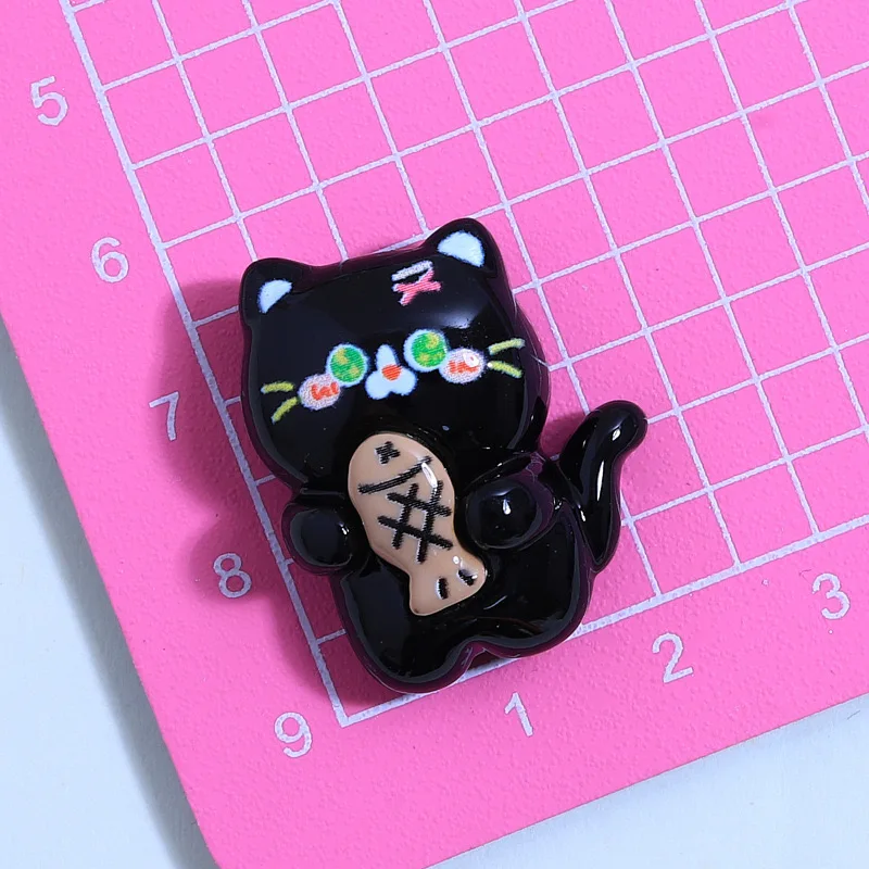 10Pcs New Cute Cartoon Black Cat Series Flat Back Ornament Jewelry Bows Accessories