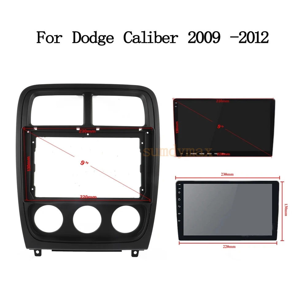 9inch Universal 2 Din car Radio Fascia For Dodge Caliber 2009 - 2012 Stereo Panel Dash Mounting Frame Trim Kit Face