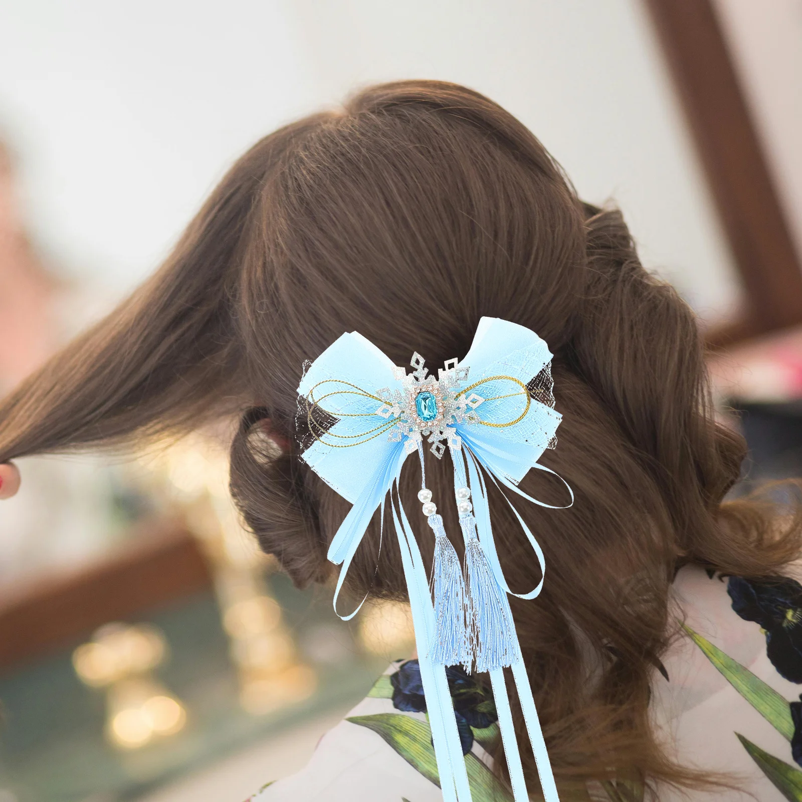 

Bow Hairpin Accessories for Girls Yarn Red Child Clips Fashionable Design Gauze Material Lightweight Secure Suitable Daily Life