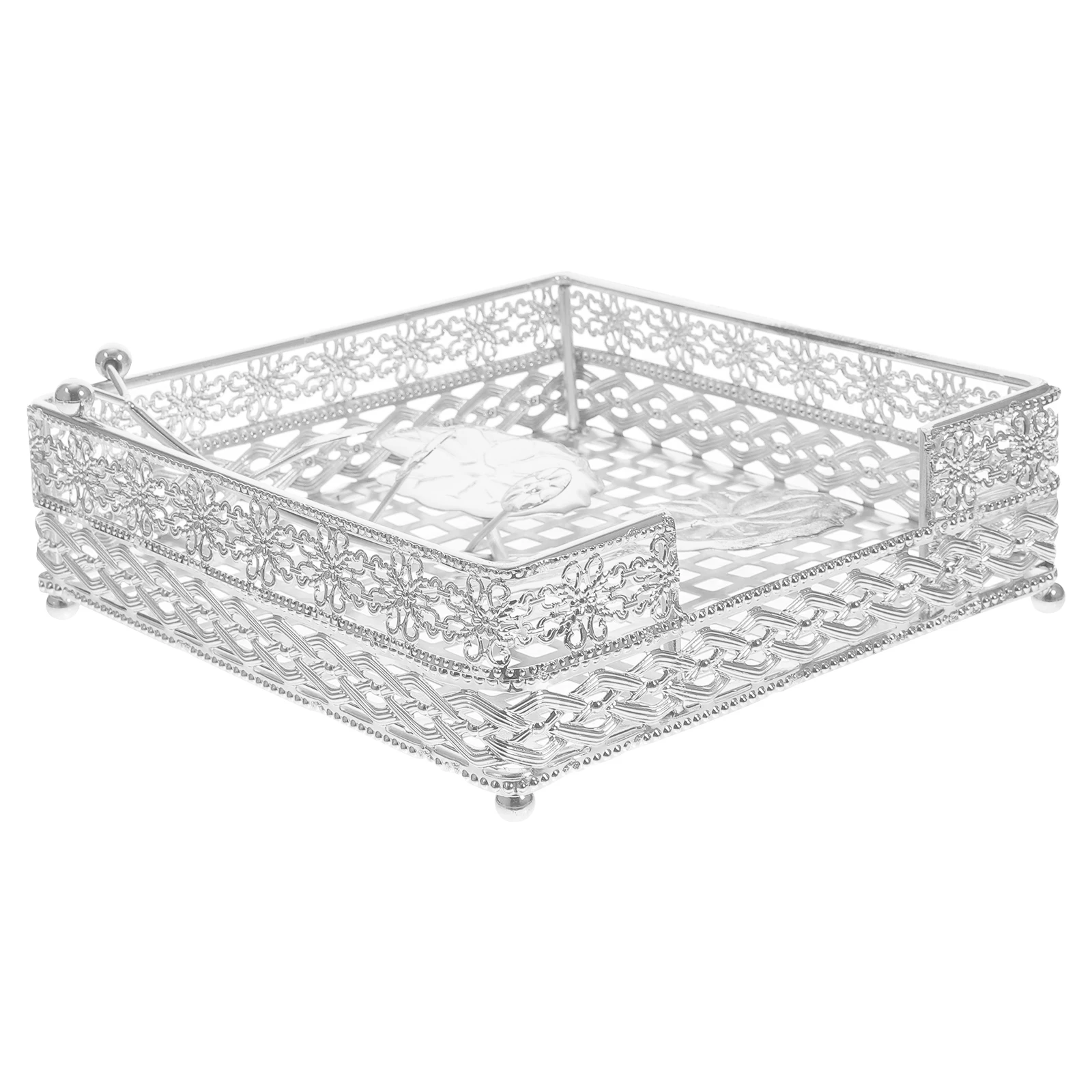 

Iron Napkin European Style Hollow Tabletop Tissue Stand Decor Rack Tissue Rack Kitchen Dining Practical Storage