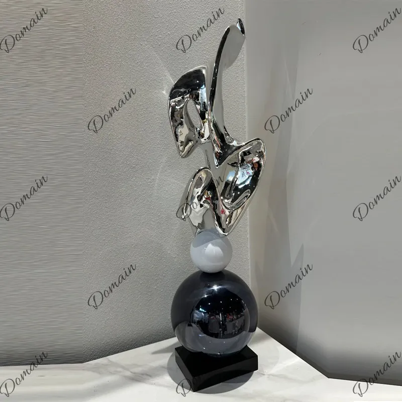 light luxury geometric ornament, villa model room, entrance cabinet, corridor, aisle decoration, floor-to-ceiling art sculpture