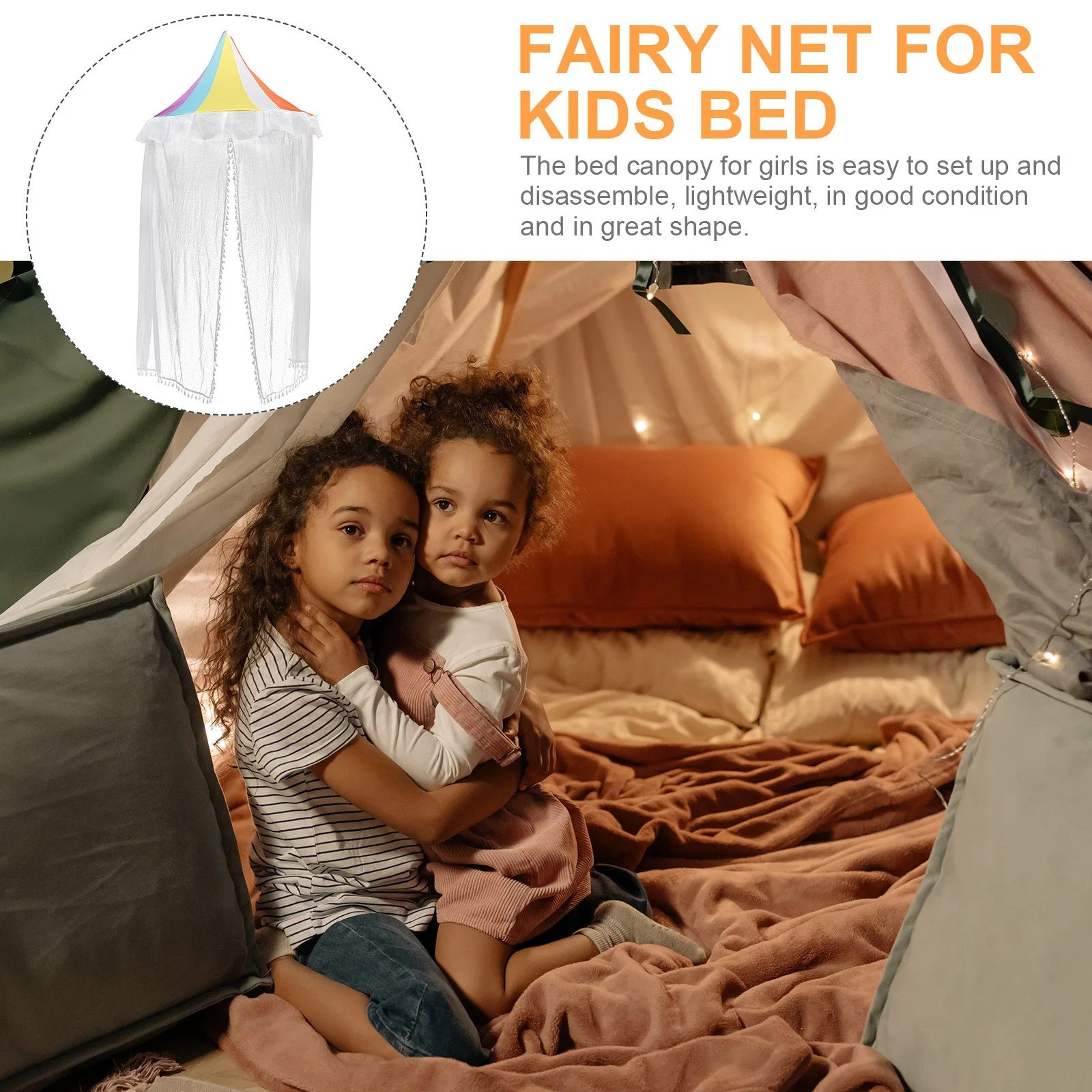 Tenda Baca Anak Pelangi, Kanopi Tempat Tidur untuk Anak Perempuan, Tempat Bermain Dalam Ruangan, Tempat Persembunyian, Waktu Tidur Siang, Kastil Tempat Tidur Bayi, Jaring Peri, Tekstil Rumah