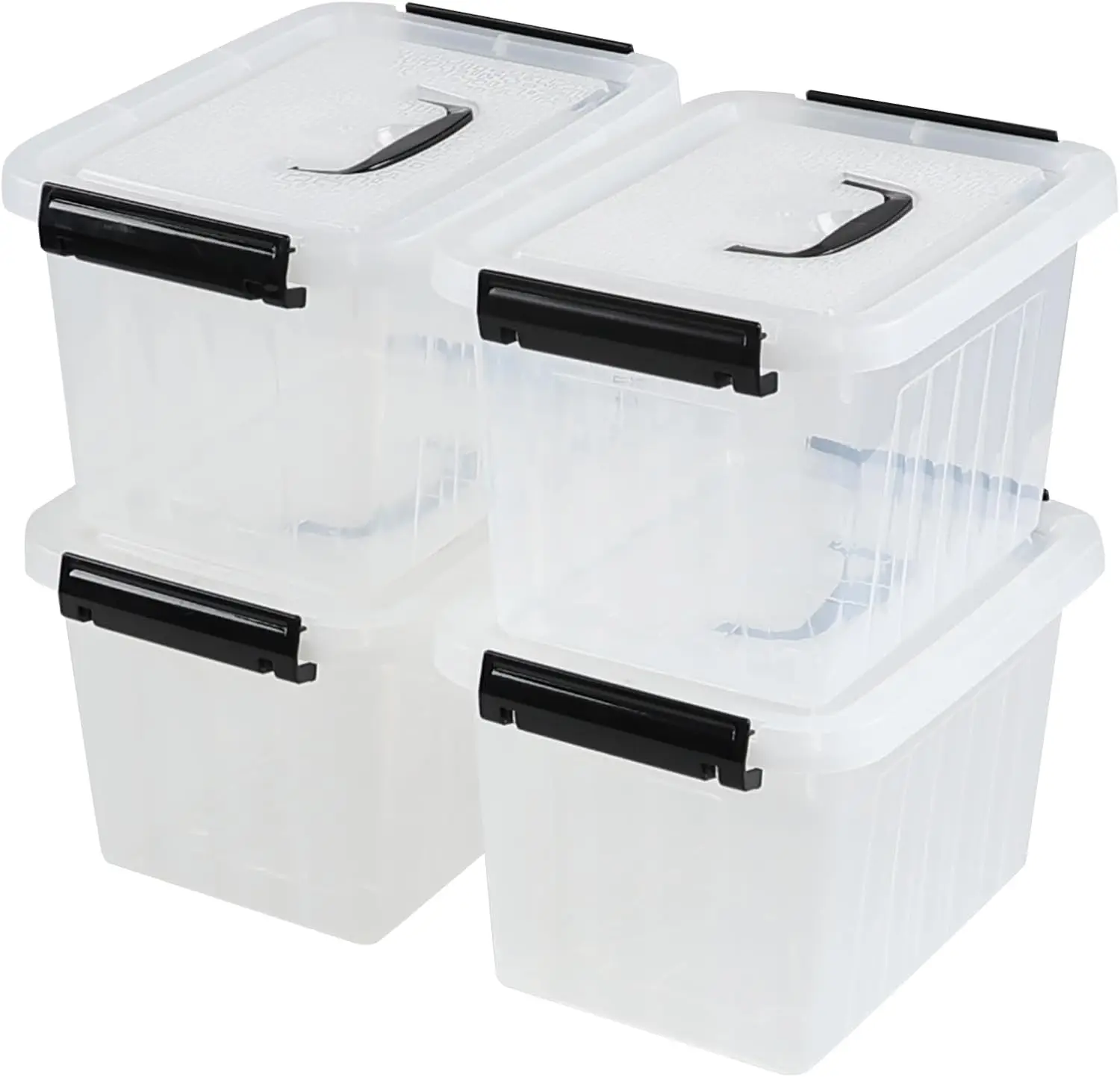 

6.5 Quart Clear Storage Latch Box/Bins with Handle, 4-Pack Plastic Container with Lid