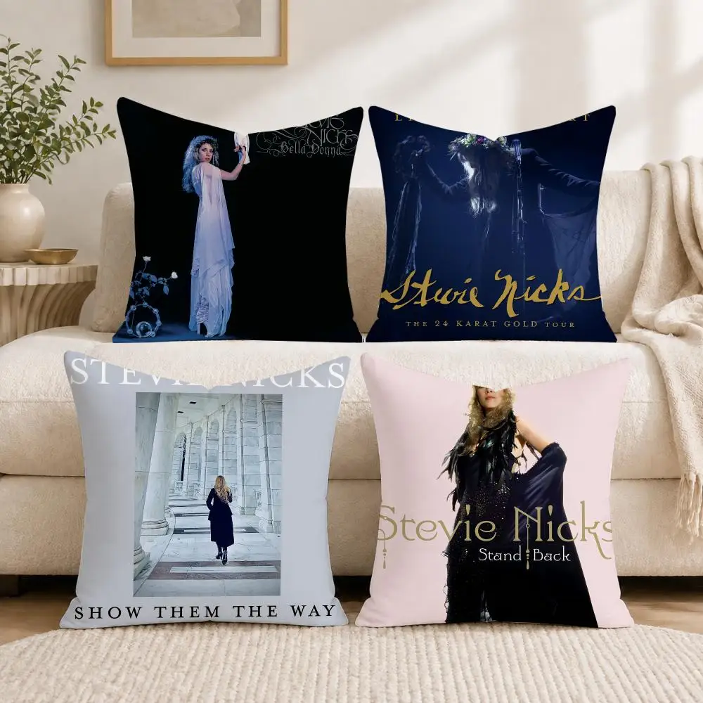 Vintage S-Stevie Nicks Singer Cushion Cover Soft Short Plush Pillow Cases Hidden Zipper Cutecore Sofa Bedroom Home Decor Gift