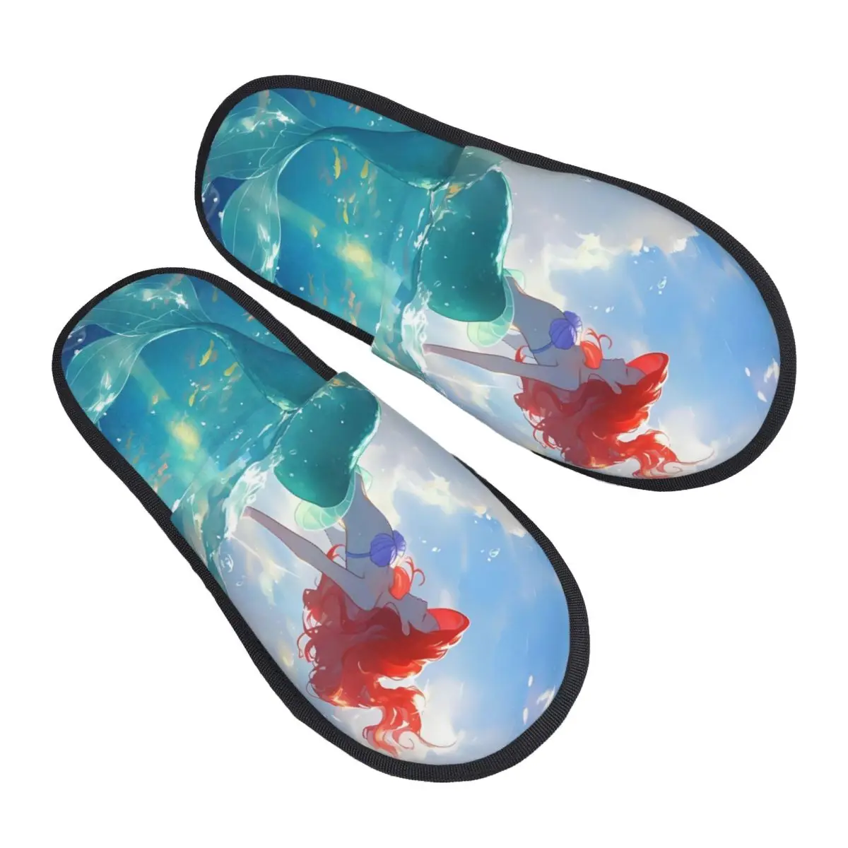 

Изготовленные на заказ тапочки из пены с эффектом памяти «Русалочка», женские удобные теплые домашние тапочки с героями мультфильмов