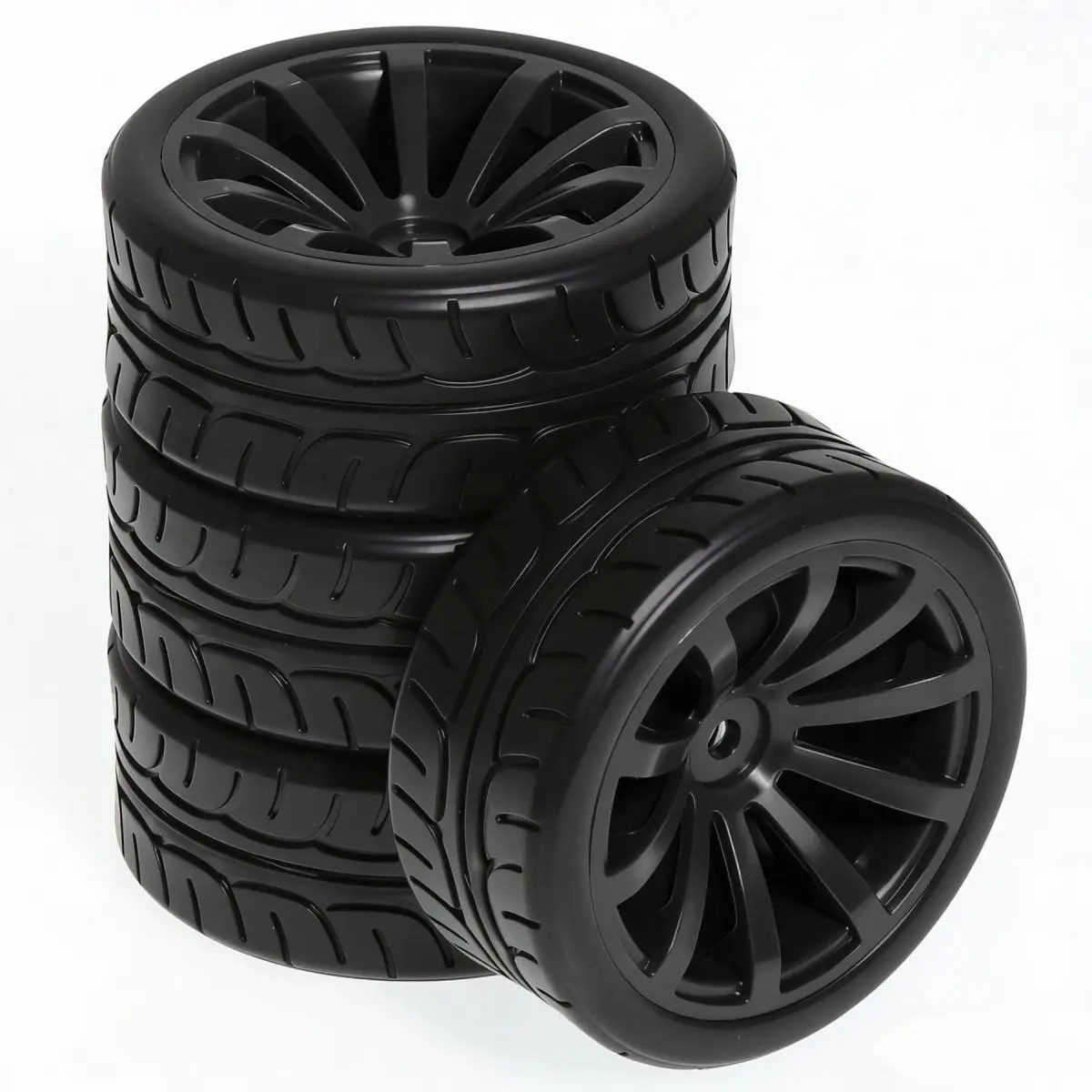 1/10 RC On-Road Racing Wheel & Tire Sets, 12mm Hex Sponge Tyres for Tamiya TT01/TT02/XV01/XV02 HSP HPI Kyosho Upgrade Parts