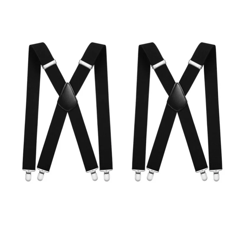 Hosenträger für Herren, Hosenträger mit 4 starken Clips, robust, für Herren, hochelastisch, verstellbare Hosenträger im X-Stil, 2 Stück