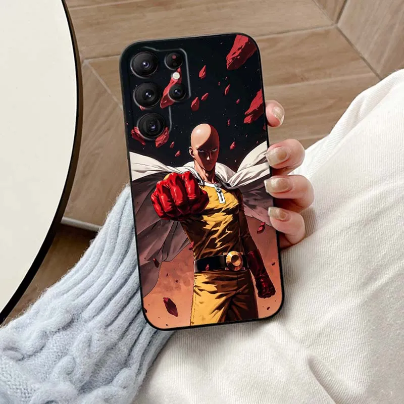 One Anime Punch Man S-Saitama For Samsung Galaxy S25 S24 S23 S22 S21 S20 S10 Ultra Plus FE 5G Black Soft TPU Cover Phone Case - Image 3