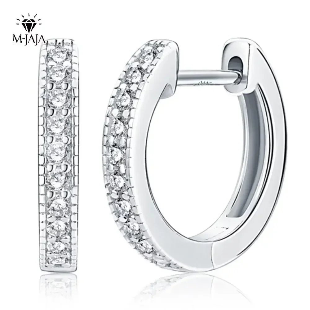 

M-JAJA Moissanite Hoop Earrings S925 Sterling Silver 18K Gold Plated Diamond Stud Earrings for Women Party Fine Jewelry Gift