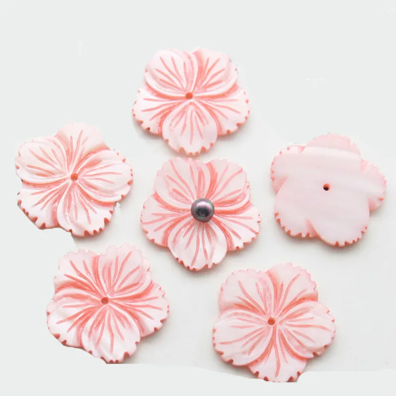 5pcs / pack Natural Shell Flower Beads Dyed Five Petals Bauhinia Beads Jewelry Making DIY Earrings Hairpin Jewelry Accessories