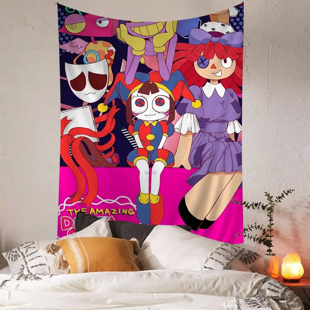 Animation A-Amazing D-Digital Circus Tapestry Art Printing Japanese Wall Tapestry Anime Wall Hanging Home Decor