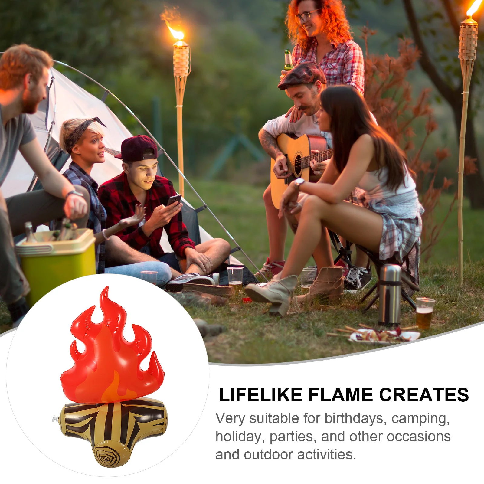 

2Pcs Inflatable Bonfire Props Vivid Fake Campfire for Outdoor Camping Party Garden Decoration Flame Ornament Inflatable Campfire