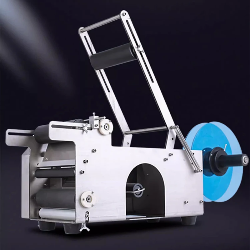 MT-50 Compact Semi Automatic Round Bottle Labeling Machine, Self Adhesive Label Applicator For Plastic Glass Cylindrical Bottles