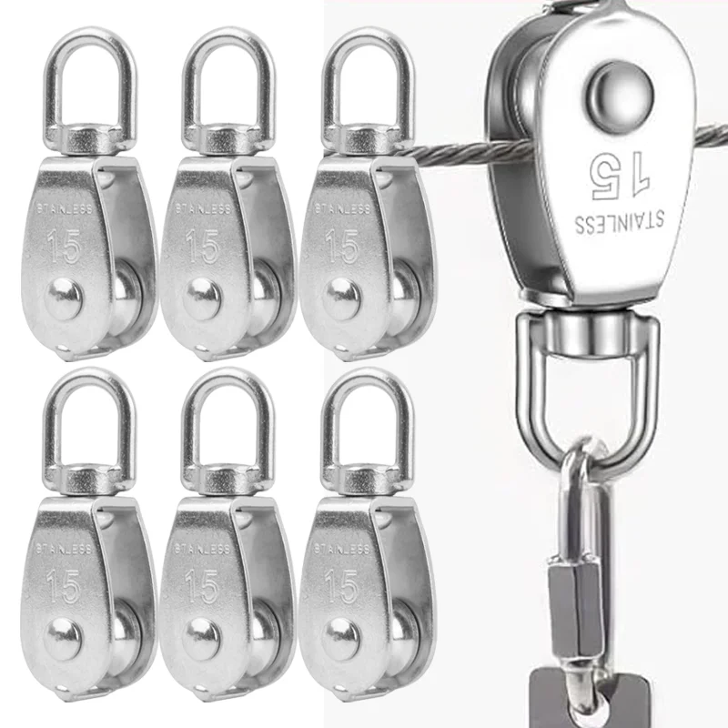 

Блок-ролик из нержавеющей стали для подъемного крана, для подвесного тросового тягового колеса, 360 градусов ° Поворотный роликовый блок с тросовым креплением