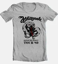 Whitesnake Tour T Shirt 80S Heavy Metal Classic Rock Gray Cotton Retro Style Tee