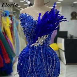 Royal Blue Mermaid Prom Dresses Custom Made Dubai Design Beaded Crystals Evening Gowns For Cocktail Party Dress Vestido De Noche