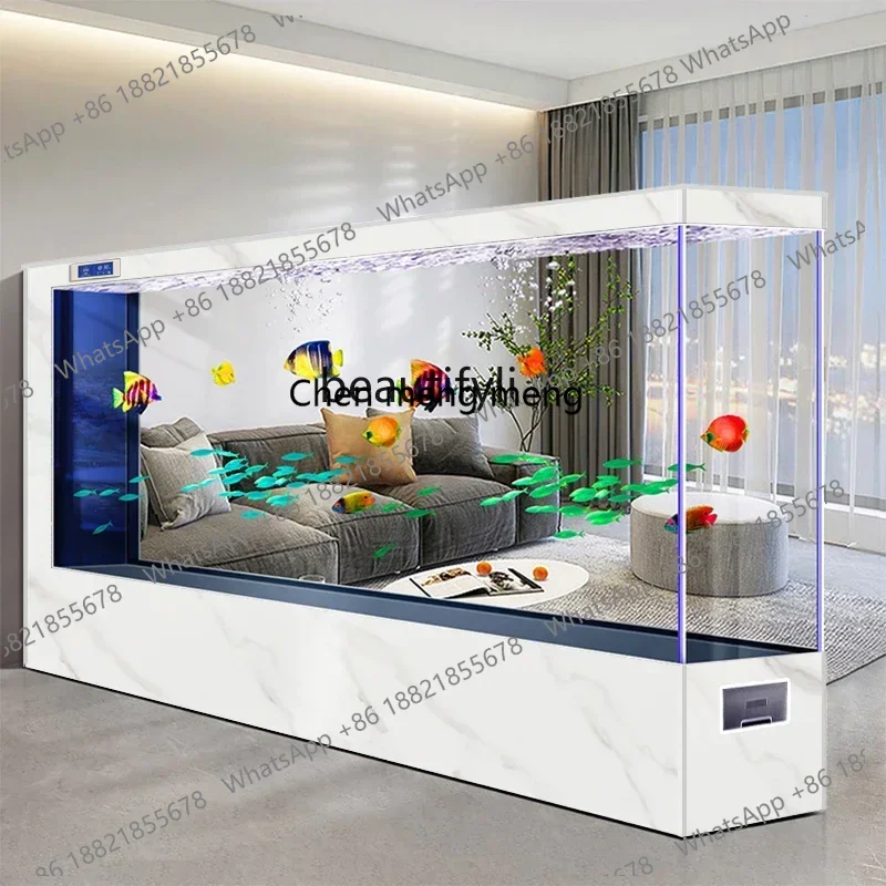 

Super large floor-to-ceiling fish tank living room company hotel giant aquarium screen partition ultra-white glass53