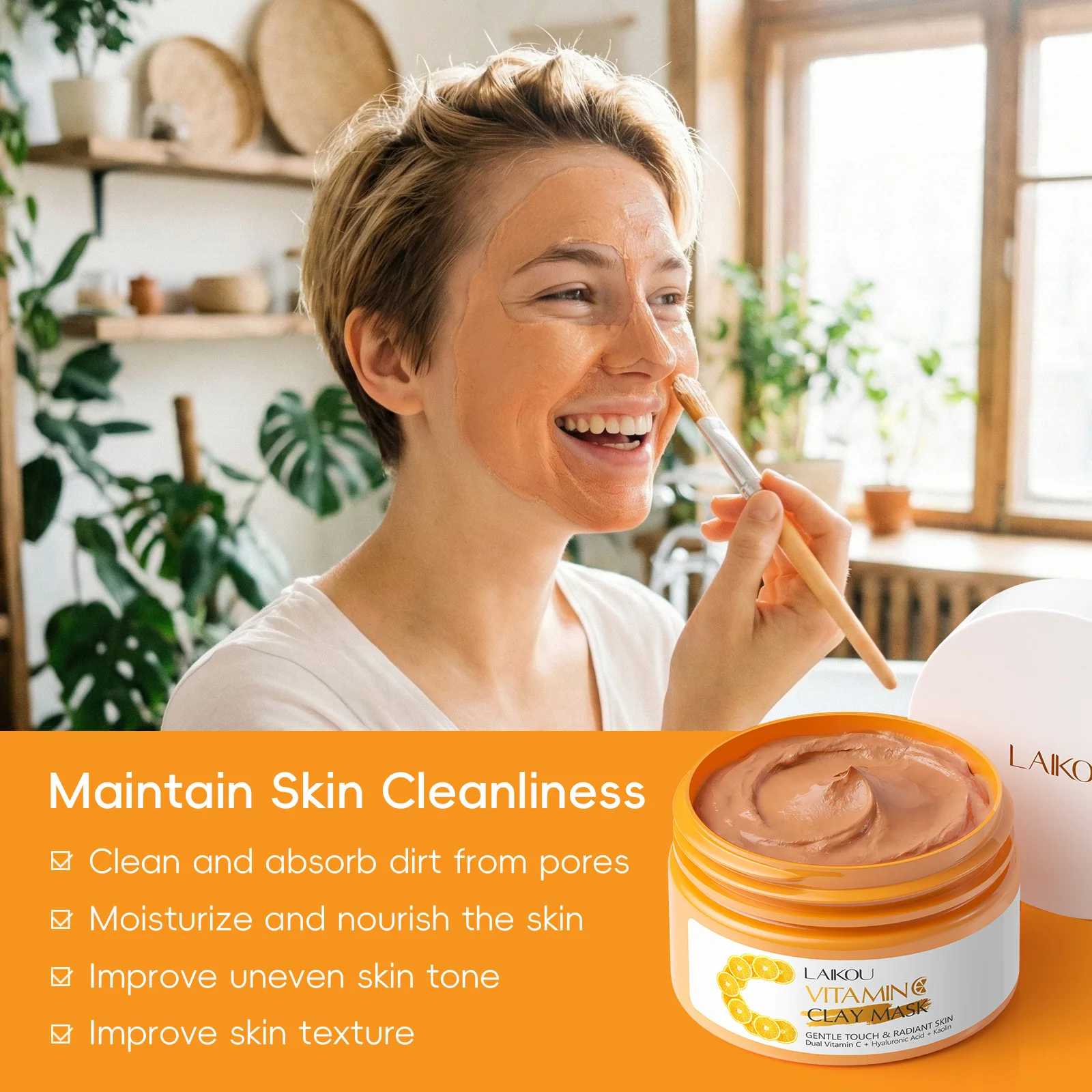 LAIKOU Cherry Blossom Vit C Clay Mask, Purifying Mud Mask for Oily Skin, Hydrating Pore Minimizing Face Mask 100g For All Skin T