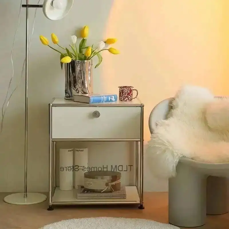 الفولاذ المقاوم للصدأ الحد الأدنى الإطار منضدة القرون الوسطى أثاث غرفة نوم حديثة السرير وحدة تخزين الصلب التلفزيون خزانة جانبية الجدول ز #2