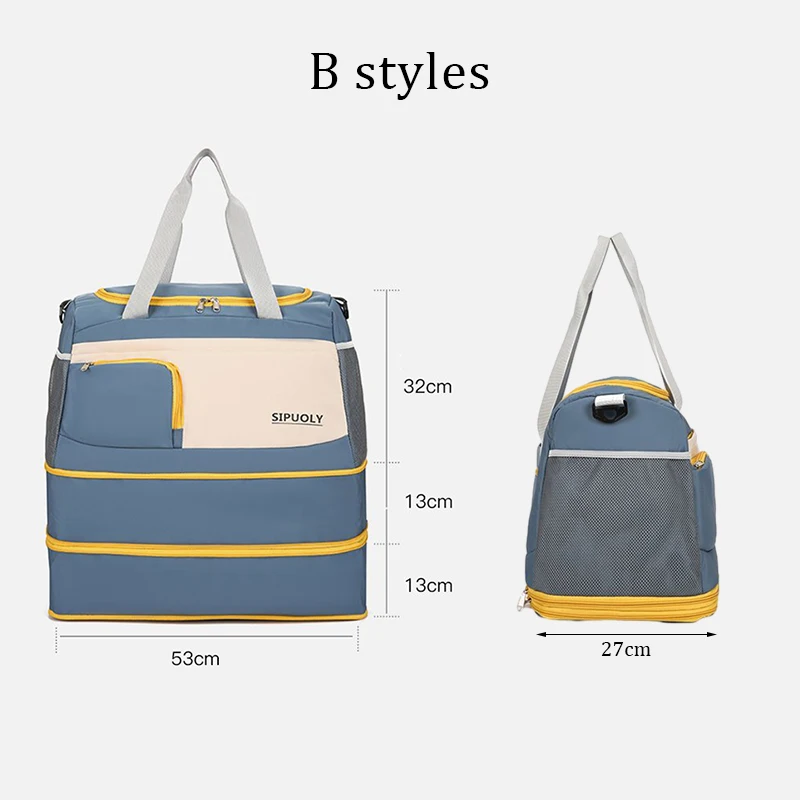 Large Capacity Sports Yoga Bag Collapsible Trolley Case Lightweight Waterproof Travel Portable Shoulder Woman Fashion