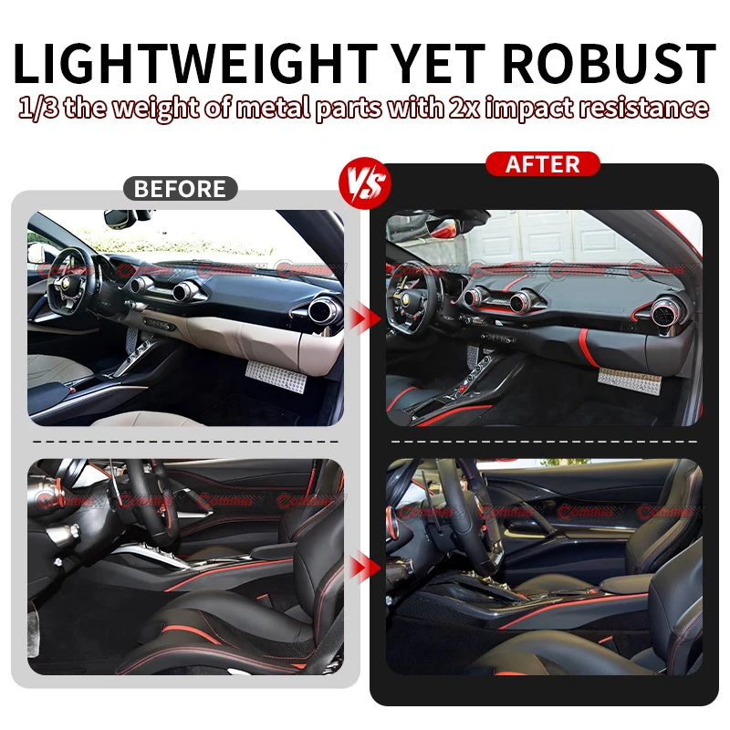 Dry Carbon Fiber Central Control Base Panel Interior Decoration Trim Cover For Ferari 812 OEM Style Car Moulding Accessories