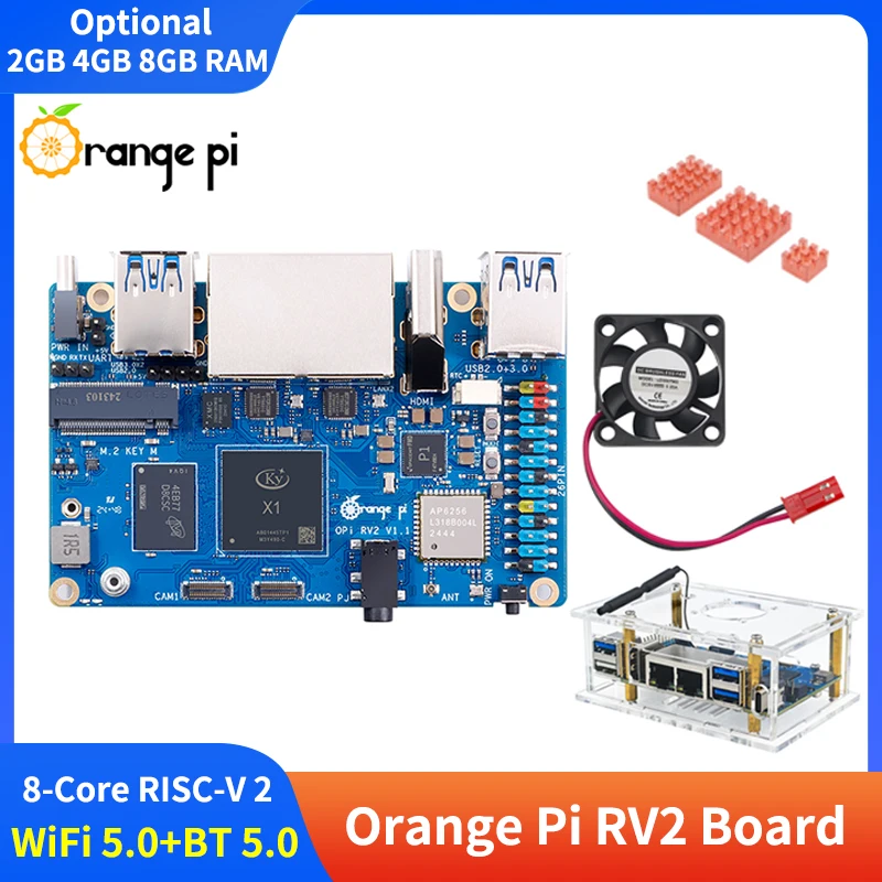 

Orange Pi RV2 2 ГБ 4 ГБ 8 ГБ ОЗУ Плата LPDDR4 8-ядерный TOPS AI CPU WiFi BT5.0 BLE M2 PCIE SSD Мини-ПК Дополнительно для Orange Pi RV2