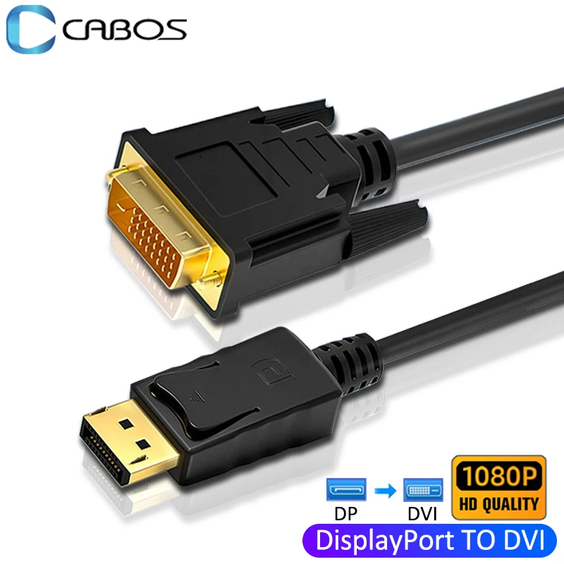 1080P DisplayPort DP to DVI 24+1 Cable Adapter DP to DVI Conversion Cable For Dell Asus Monitor Projector DisplayPort Cable 1.8m