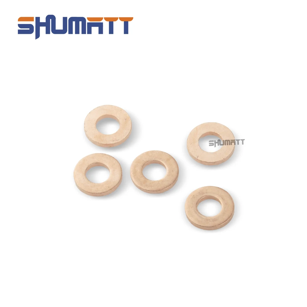 

100PCS New Shumatt Fuel Injector Copper Washer Shim Size 15*7.5*2.0 For Injector