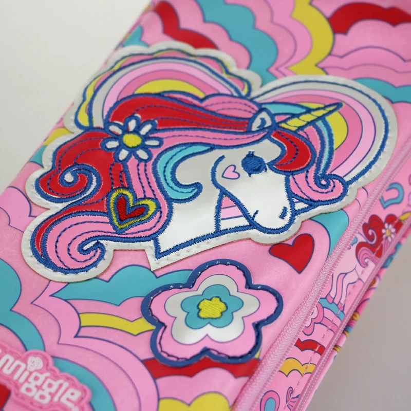 Smiggle-estuche de lápices Original para niños, bolsa de almacenamiento para niñas, amor, unicornio, PU, bolsas de almacenamiento impermeables, 9 pulgadas, Australia