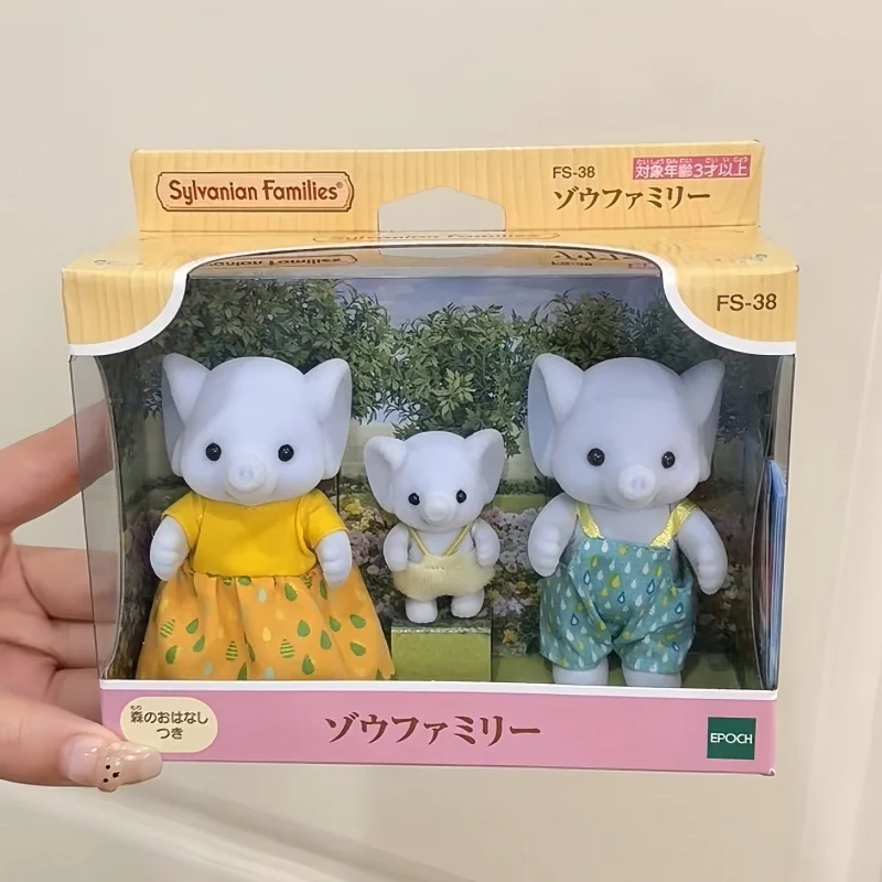 Véritable Sylvanian Families Anime Figures Calico Critters Ensemble Floral Chat Chocolat Lapin Éléphant Panda Famille Trio Girts Cadeaux