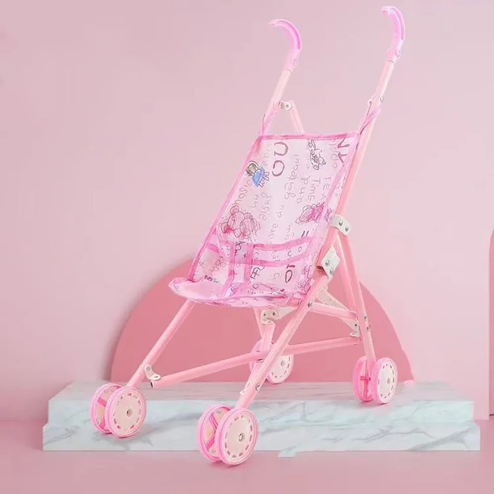 Creative Multicolor Dolls Pram Playing House Stable Doll Handcart Foldable Lightweight Baby Walker For Boys Girls