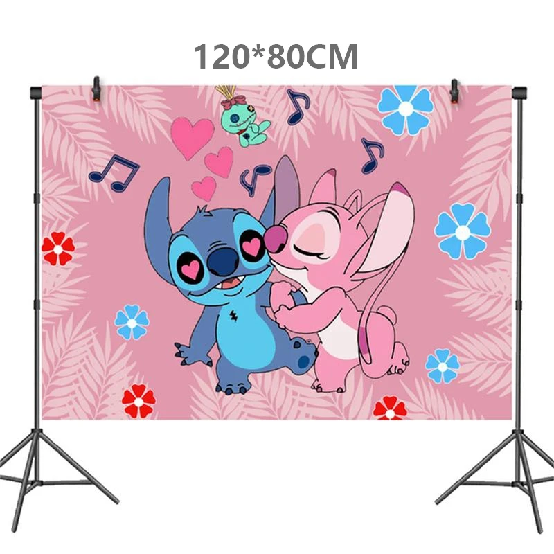 Disney Stitch Theme Birthday Party Decoration Set di stoviglie Pink Lilo And Stitch Angle Balloon Decor Supplies Kit per bambine